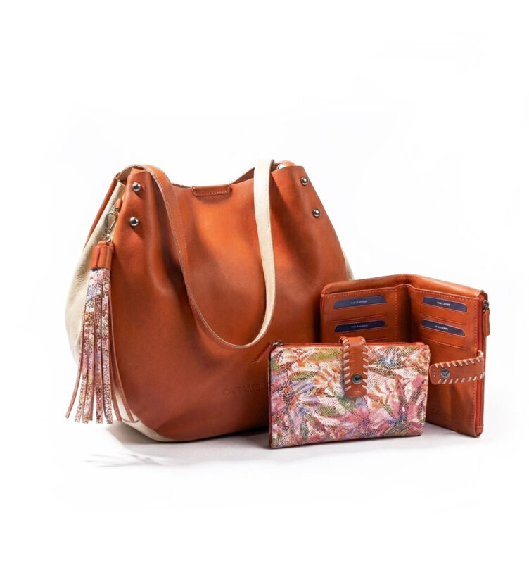 Bolso Caramelo de piel para mujer diseño y fabricación by Ferchi